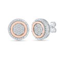 thumbnail image 2 of Boucles d'Oreilles Cloutées en Or Rose et Blanc 10KT avec Diamants Ronds (1/10 cttw), 2 of 4