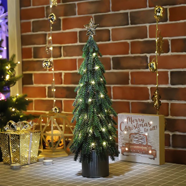 Yhmxh Christmas Decorations Christmas Tree Ornaments USB Interface LED Christmas Tre-e Desktop Decoration,Desktop Christmas Tre-e Festive Decoration With LED Lights,Artificial Christmas Tre-e