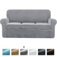 thumbnail image 1 of Housse de Canapé Extensible en Velours 4 Pcs 2024, Housse de Protection Séparée pour Coussins (Canapé Sable), 1 of 6