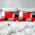 thumbnail image 4 of Erosebridal Red Geometric King Sheet Sets, Square Rectangle Bedding King Size, Abstract Stripe Decor 4 Pieces, 4 of 7