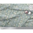 thumbnail image 2 of Soimoi Green Satin Silk Fabric Check & Floral Printed Craft Fabric by The Yard 42 Inch Wide, 2 of 3