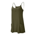 thumbnail image 4 of LOVZFMLL Robe d'Été pour Femme à Bretelles Spaghetti, Boutonnée à l'Avant, Mini Robe Décontractée Ample à Encolure en U, Robe Débardeur Droite avec Poches, Vert Armée, TG, 4 of 5