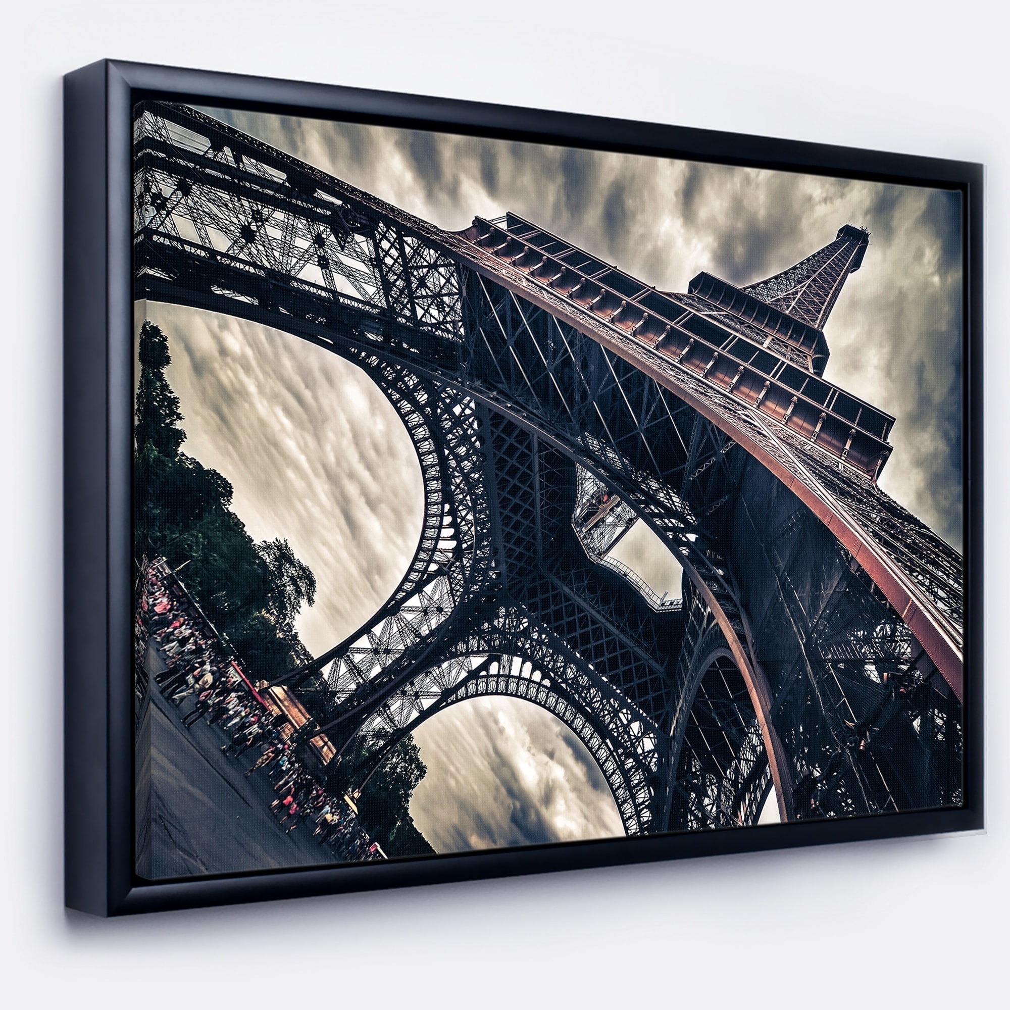Design Art Paris Tour Eiffel À Grungy Style Dramatique  Sur Toile Encadrée