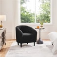 thumbnail image 2 of Yaheetech Fauteuil Tonneau d'Appoint Club Rembourré en Bouclé pour Salon, Noir, 2 of 7