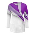 thumbnail image 4 of Femmes Automne Hiver Col Rond Manches Longues T-Shirt Haut Poche Poche Poche Poche Poche Blouse, 4 of 4