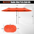 thumbnail image 3 of Costway 15.5 FT Extra-Large Patio Umbrella with LED Solar Lights & 12 Heavy-Duty Ribs Orange, 3 of 10