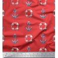 thumbnail image 1 of Soimoi Orange Rayon Fabric Life Ring & Anchor Hook Nautical Printed Fabric 1 Yard 56 Inch Wide, 1 of 1