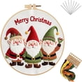 thumbnail image 2 of Beginner Embroidery Kit for Christmas DIY Projects with Printed Cloth, 3 Needles, English Instructions, and 20 cm Hoop, 2 of 6