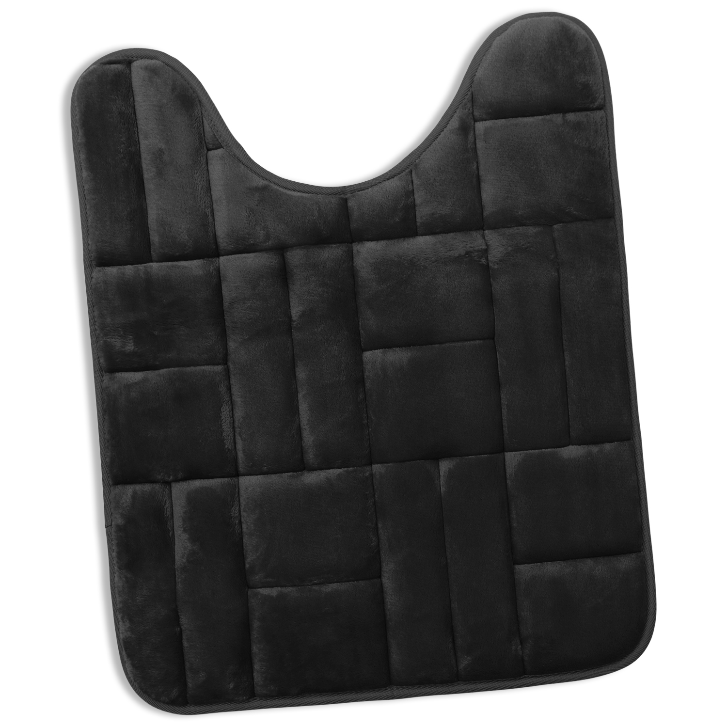 Clara Clark Bathroom Rugs, Velvet Memory Foam Bath Mat, Ultra Soft Non Slip and Absorbent - Tiled - Contour - Black