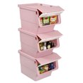 thumbnail image 1 of Costway 3 Pcs Bacs de Rangement sur Roulettes avec Couvercle Qui Reste Ouvert pour Cuisine Chambre Buanderie Garde-Robe Blanc + Rose, 1 of 9