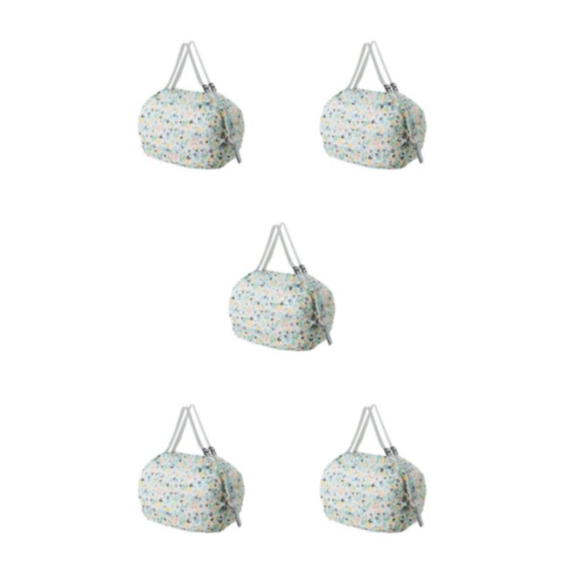 kurtrusly Sac de Rangement Réutilisable Pliable Écologique et Polyvalent Sac de Magasinage Imperméable en Polyester pour Voyage Sac de Plage Sac à Main Fleur Bleue Ensemble de 5