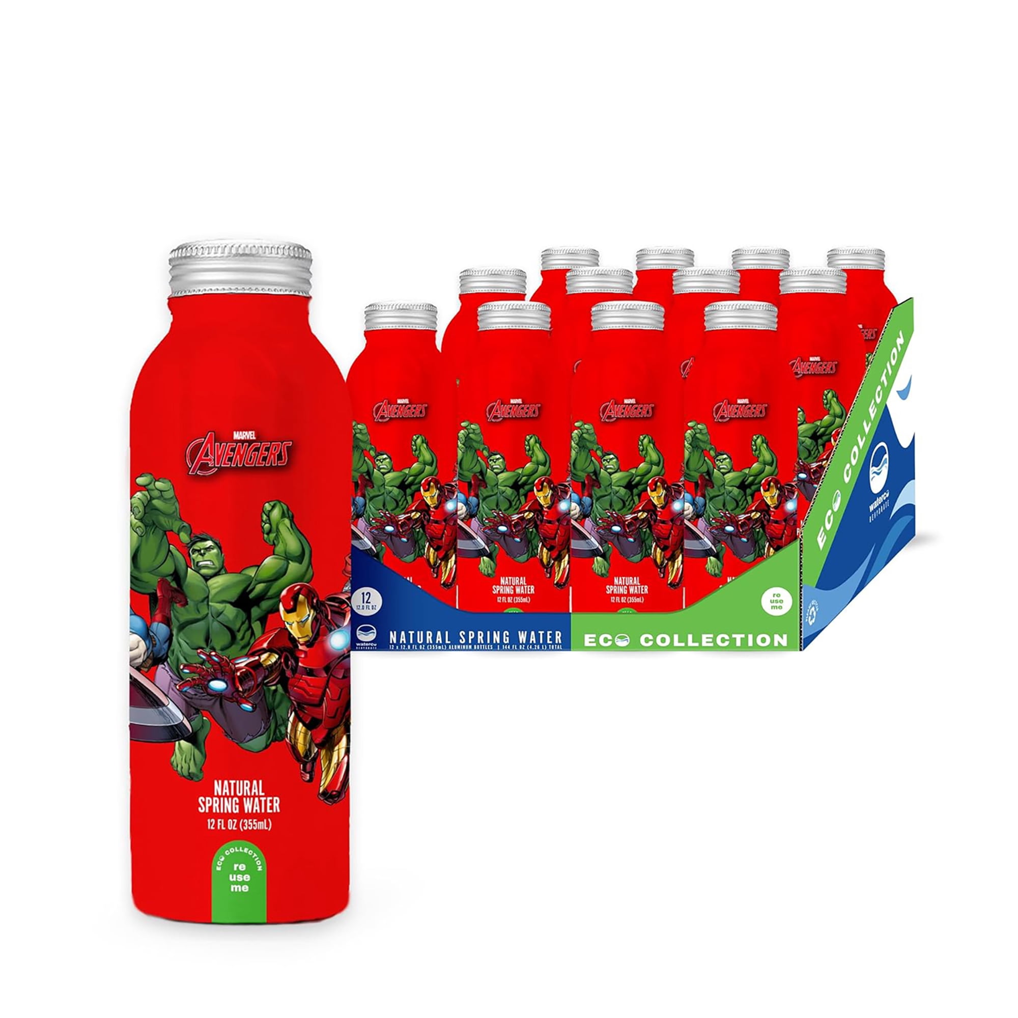 Marvel Avengers Aluminum Water Bottle, Bottled Water, 12 x 355 ml