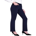 thumbnail image 1 of Women‘s Elastic Pants Solid Color High Waist Flared Trousers With Pockets For Dating Office Business, 1 of 4