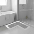 thumbnail image 4 of Bathroom Rug under $5! Yannianjz L-Shaped Bath Mat, Corner Absorbent Bathroom Rug, Non-Slip Kitchen Floor Mat, Memory Foam Carpet for Tub Shower, 80x80cm Grey Blue Brown, 4 of 6