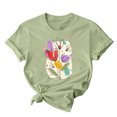 thumbnail image 1 of RKSTN Hauts d'Été pour Femmes 2024 Décontractés Coupe Ample Polyvalents T-Shirts Graphiques Mode à Imprimé Floral Respirants Manches Courtes Col Rond T-shirt Blouses, Cadeaux de la Fête des Mères, 1 of 5