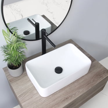 Lavabo de Salle de Bain Rectangulaire Élégant en Porcelaine Blanche 19"L X 11 1⁄2"P P-227H
