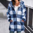 thumbnail image 3 of B91xZ Veste Longue en Polaire pour Femmes Mode Automne et Hiver Cardigan Court Chaud Uni, Bleu G, 3 of 4