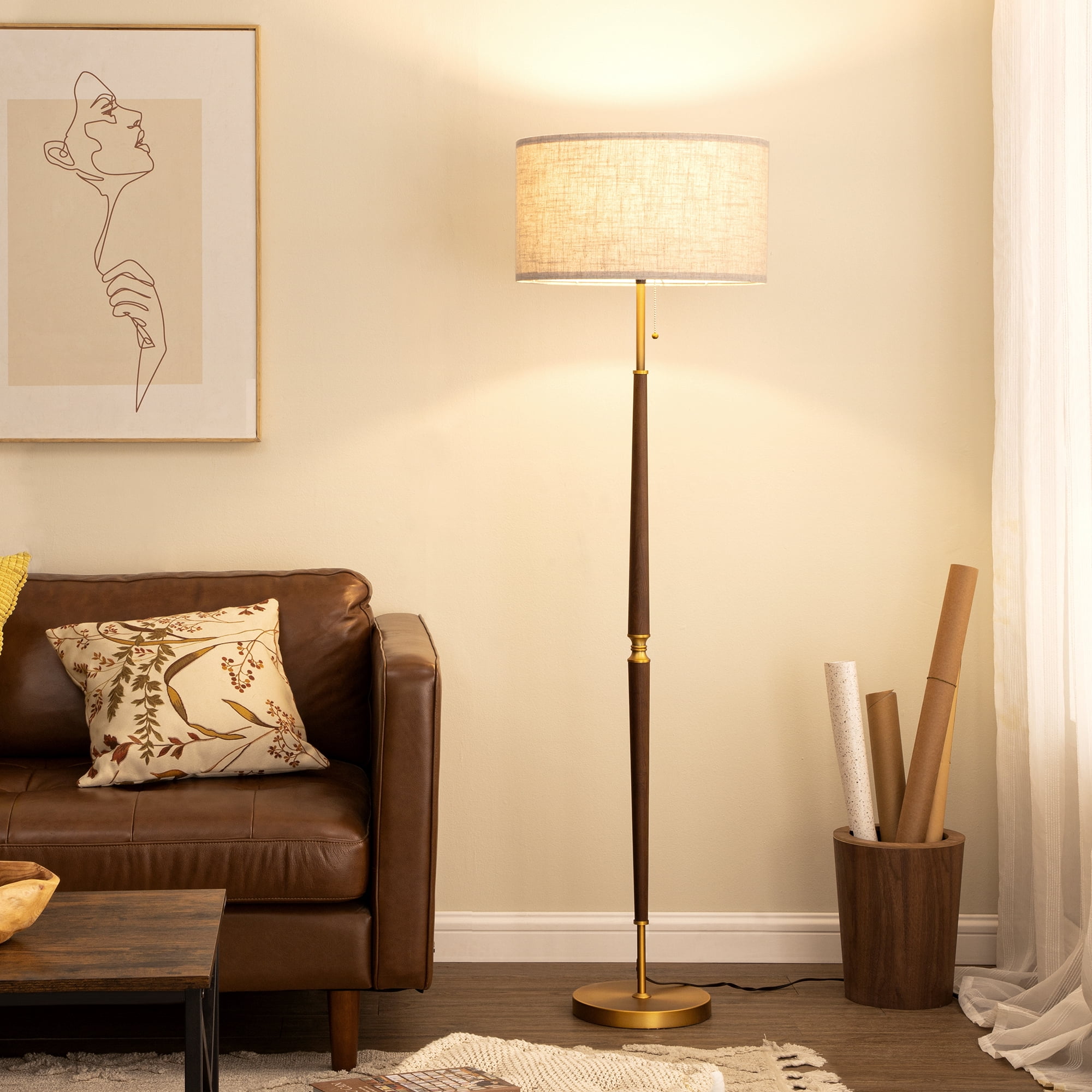 EDISHINE 62 inch Mid-Century Modern Floor Lamps for Living Room