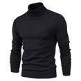 thumbnail image 3 of Men Sweaters for Fall Men's Solid Color High Neck Pullover Long Sleeved Loose Base Shirt Tops Sweater Turtleneck Sweater Fall Loose Ribbed Shirts S-106 Black XXL, 3 of 4