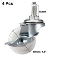 thumbnail image 2 of Unique Bargains 1.5 Inch Swivel Caster Wheels PP Threaded Stem with Brake 44lb Capacity 4 Pcs, 2 of 5