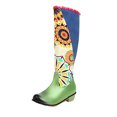 thumbnail image 2 of Fashion Printed Color Block Low-heeled Thick Heel Side Zipper High-top Boots, 2 of 9