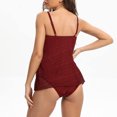 thumbnail image 3 of UPPADA Womens Two Piece Tankini Set Solid Spaghetti Straps Swimsuits with Brief Tummy Control Modest Bathing Suits Full Coverage 2 Piece Beachwear Womens Tankini with Skirt Wine,M, 3 of 9
