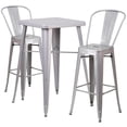 thumbnail image 1 of Bowery Hill Metal 3 Piece Bar Table Set in Silver, 1 of 1