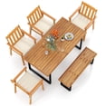 thumbnail image 2 of Costway 6PCS Patio Dining Table Set, Table with 4 Acacia Wood Armchairs & Backless Bench, 2 of 10