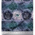 thumbnail image 1 of Soimoi Cotton Voile Fabric Text,Floral & Greek Key Block Print Fabric by Yard 42 Inch Wide, 1 of 3
