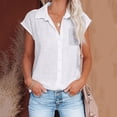 thumbnail image 1 of EGNMCR T-Shirts pour Femmes Mode T-Shirt à Manches Courtes pour Femme Col Rabattu Col Rond Bouton Décontracté Élastique Confortable Blouse Chemises, 1 of 6