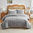 thumbnail image 1 of Danhjin Polyester Bedding Double Sided Washed Quilted Bed Cover 3 Pcs Set Solid Colo Pillowcase20x26in Comforter Set, 1 of 6