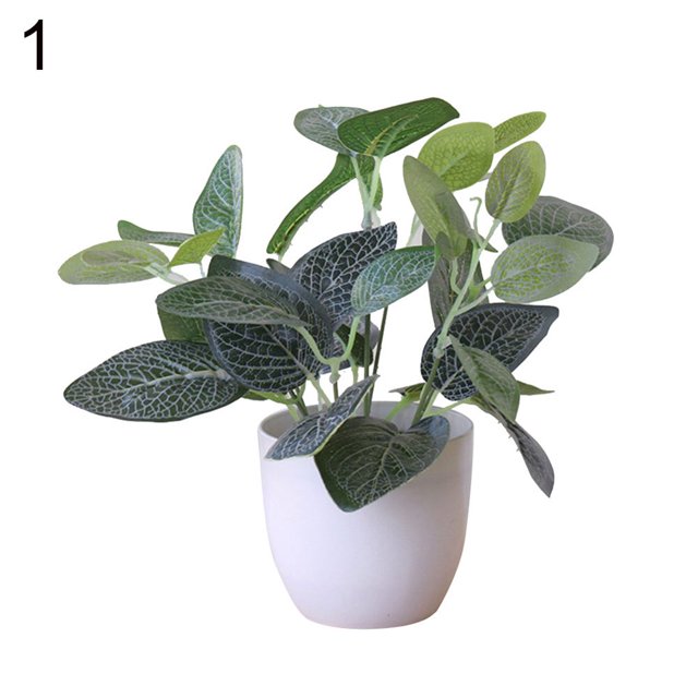 2 Pcs Fresh Artificial Foliage Plant Potted Bonsai Wedding Party Mall Desktop Decor(Type 1)