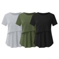 thumbnail image 2 of Vêtements de Grossesse Offres de l'Action de Grâce Liquidation Été Vêtements de Maternité pour Femmes Col Rond Manches Courtes Volants Pli Hauts de Grossesse, 2 of 5