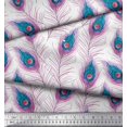thumbnail image 3 of Soimoi Moss Georgette Fabric Peacock Feather Print Sewing Fabric Yard 42 Inch Wide, 3 of 3