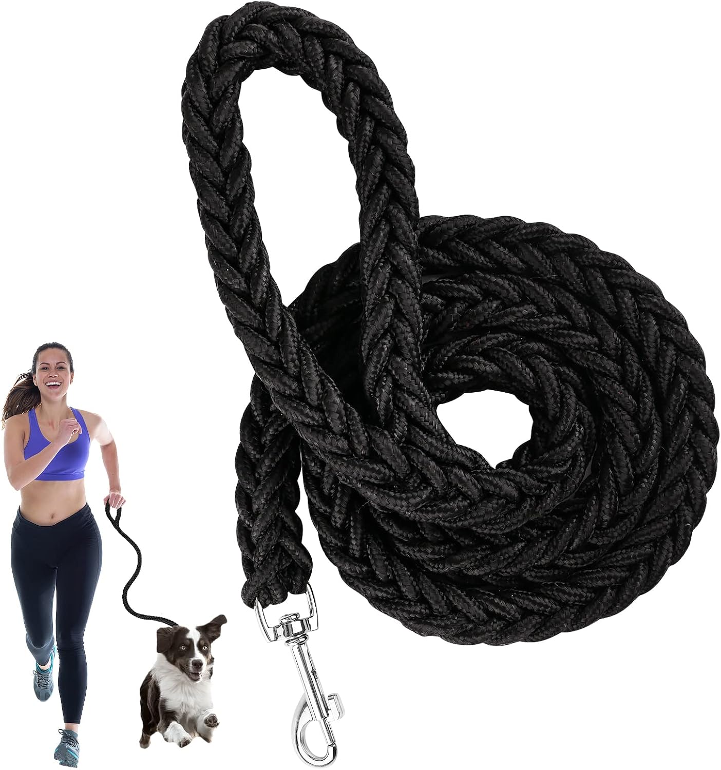 A dog leash out of rope, strong dog leash with comfortable padded handles, nylon åttaflätat a leash, high-performance ropes