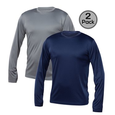 Blank Activewear Pack of 2 Men's Long Sleeve T-Shirt, Quick Dry Performance fabric