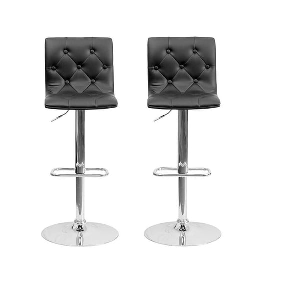 Heavenly Collection Black Leather Adjustable Stool