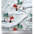 thumbnail image 1 of Soimoi Rayon Fabric Snowman,Santa & Tree Christmas Print Fabric by the Yard 42 Inch Wide, 1 of 3
