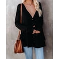 thumbnail image 4 of U.Vomade Women's Long Sleeved Buttoned Classic Hem Pleated Slit Cardigan, 4 of 6