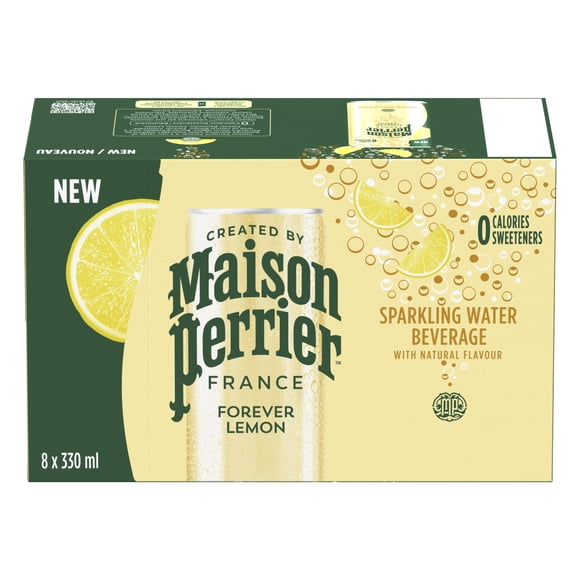 Maison Perrier Forever Lemon, Sparkling Water Beverage, No Calories, No Sweeteners, No Sodium, Sourced & Bottled In France 8x300ml