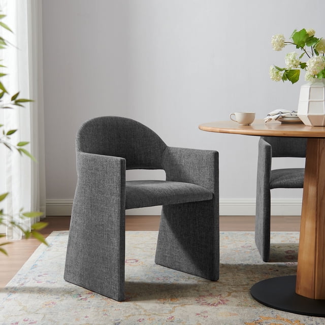 Modway Talia Fauteuil de Salle à Manger Rembourré en Tissu, Charbon