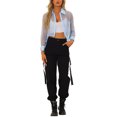 thumbnail image 2 of INSPIRE CHIC Women's Button-Front Point Collar Mesh Sheer Long Sleeve Shirt Tops M Light Blue, 2 of 6