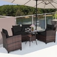thumbnail image 4 of Patiojoy 4PCS Outdoor Patio Conversation Set Wicker Rattan Sectional Sofa W/Black Cushions, 4 of 8