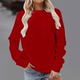 thumbnail image 2 of Yuyuzo Hauts d'Automne pour Femmes Chandails à Col Rond Manches Longues Chandail Uni à Enfiler T-Shirts Coupe Ample, 2 of 4