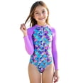 thumbnail image 3 of MEZZALL Girls Swimwear Long Sleeve Rash Guard Sun Swimsuit For Surfing Swimming Beach Summer Spring Gradient Purple Fish Scale Design 9-10 Years Classic Kids Wear, 3 of 9