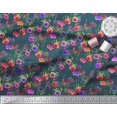 thumbnail image 3 of Soimoi Tissu en Velours Feuilles & Roses Imprimé Floral 1 Yard 58 Pouces de Large, 3 of 3