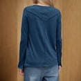 thumbnail image 4 of Yanlir Haut à Manches Longues Col Rond Décontracté Couleur Unie Confortable Extensible pour Femmes (Marine, P), 4 of 8