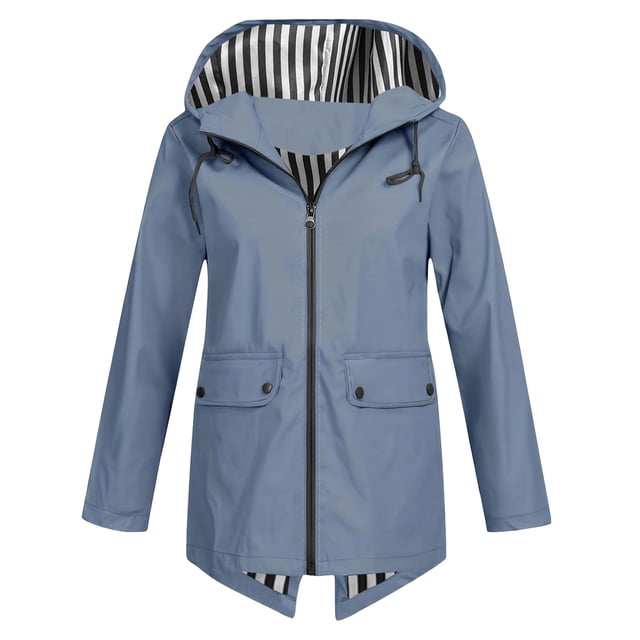 WRKEKC Manteau Coupe-Vent Imperméable à Capuche pour Femme, Imperméable de Randonnée Léger à Fermeture Éclair Intégrale avec Poches