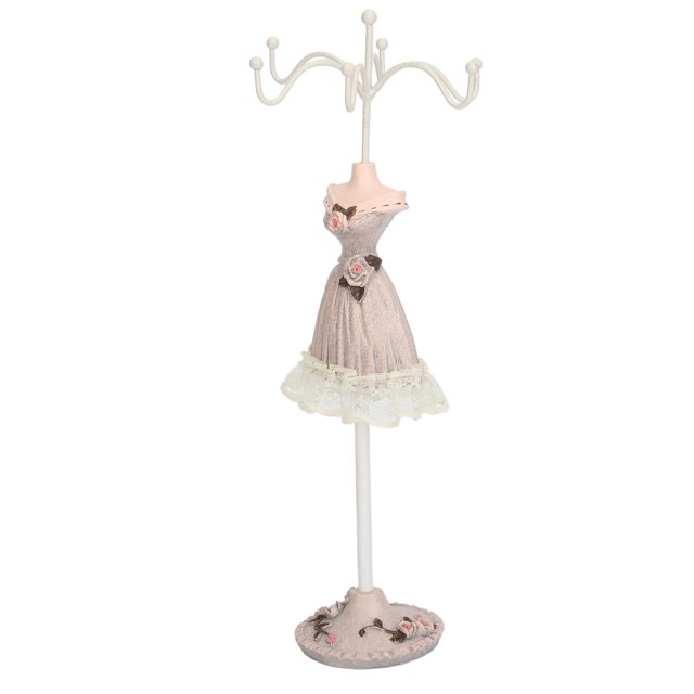 Mannequin Dress Jewelry Display Stand Model Dress Earring Necklace Ring Jewelry Holder Mannequin Stand Hanging Jewelry Tower Rack Jewelry Doll Holder for Necklace Earring Ring