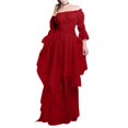 thumbnail image 4 of Robes Gothiques Yourumao pour Femmes, Robe Renaissance Rétro Unie, Grande Taille, Robe Maxi à Épaules Dénudées, Manches Évasées, Costume de Cosplay, Automne Hiver, Robe de Cour Médiévale, 4 of 5